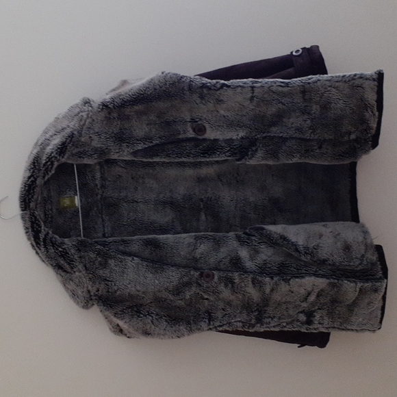 Thick Olive Fur Pea Coat - Picture 2 of 6